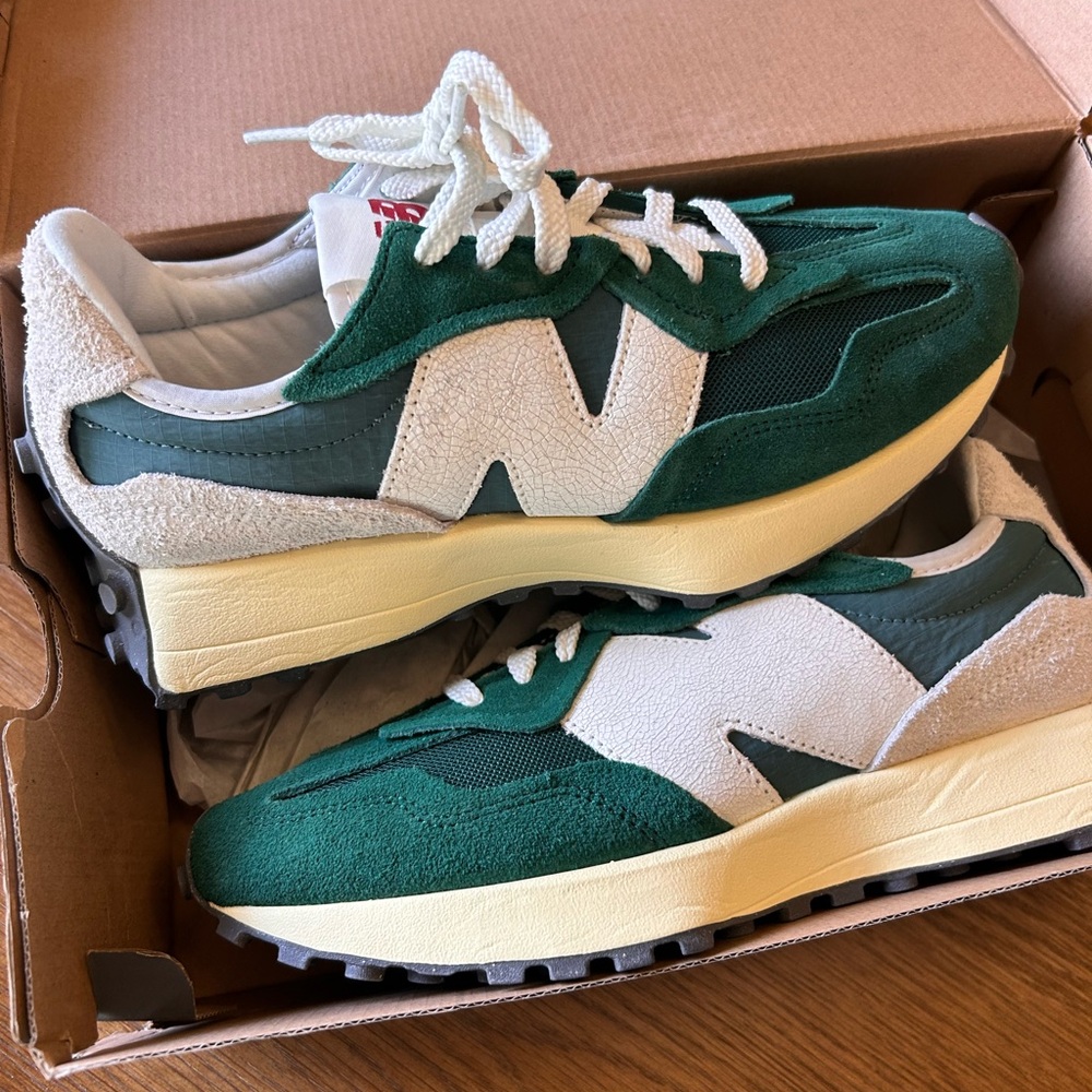 New Balance Green and White Sneakers